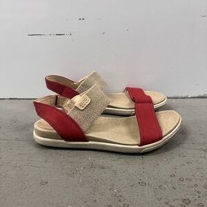 ECCO Flowt Strap Sandals Women's Size 37 US‎ 6 Red Leather Comfort Walking Shoes